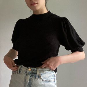 Free People black mock neck blouse